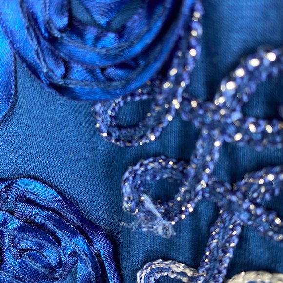 Lauren Michelle 1X 16 18 Top Tunic Shirt Floral Embroidered Blue White Romantic - Picture 4 of 5